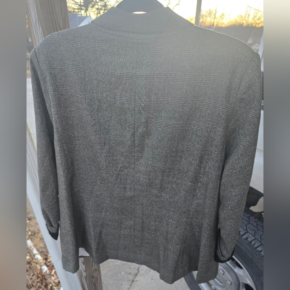 KENSIE Rebekah Textured Plaid Women's Blazer Jacket Plus Size 1X Olive & Blk NWT - Picture 5 of 16